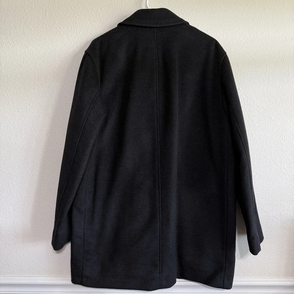 BROOKS BROTHERS‎ Cashmere Blend Coat Medium Wool Black Full Zip Buttons 4 Pocket